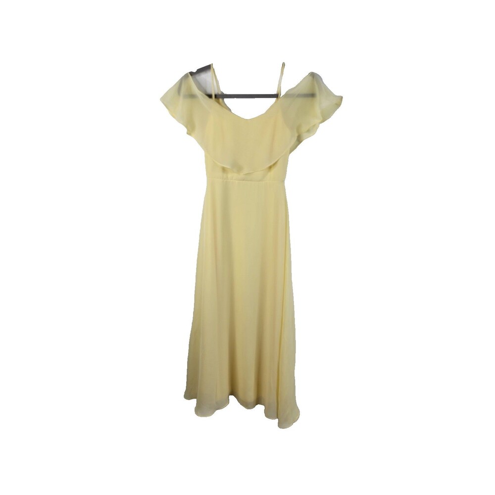 Birdie Grey Yellow Chiffon Bridesmaid Dress Formal Midi Wedding Size S